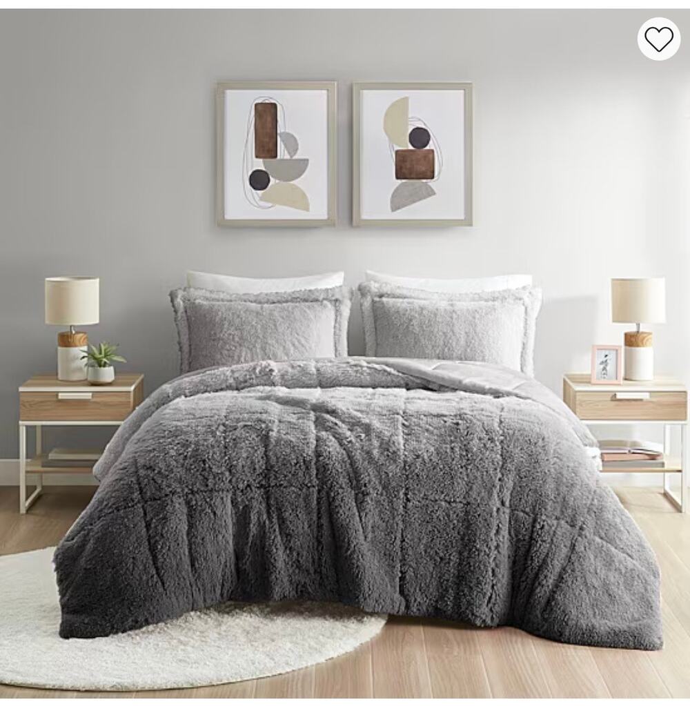 NEW! Intelligent Design Ella Full/Queen 3PC Ombre Shaggy Faux Fur Comforter Set